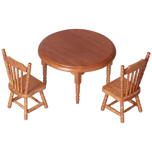 1 :12 Maison De Poupée Table Ronde Ensemble Simple Élégant En Bois Table À Manger Chaise Pour Maison De Poupées Pour Les Enfants 3-6 Ans