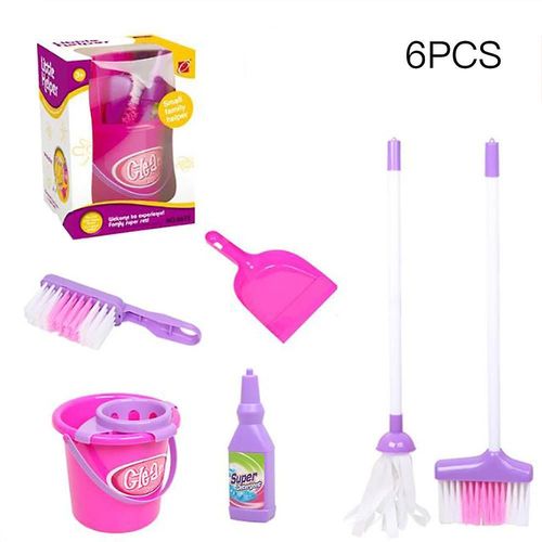 Faire Semblant De Vadrouiller Bucket Jouet Simulation Mini Outil De Nettoyage Playhouse Balai Mopping Bucket Toy Set Enfants Cadeau