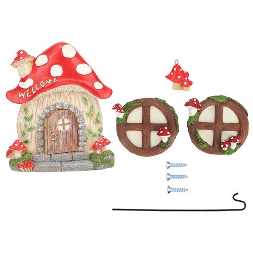 Champignon Fairy House Retro Style Couleurs vives Effet visuel réaliste Mushroom House Statue pour arbres Décoration de jardin