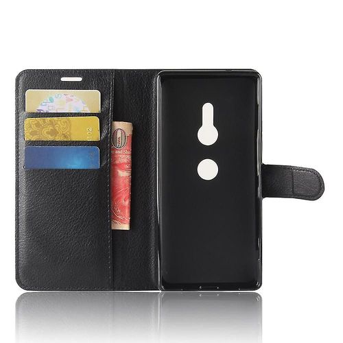 Étui Pour Sony Xperia Xz2 Étui De Téléphone Pliable - Housse - Avec Fonction De Support Et Plateau De Carte (Noir)