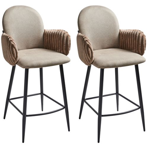 Lot De 2 Chaises De Bar Amity Tissu Taupe