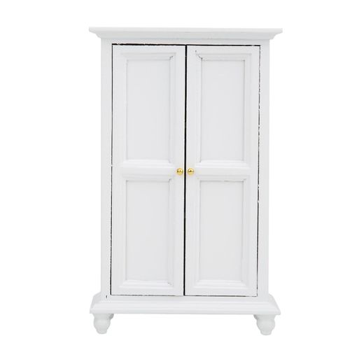 Miniature Maison De Poupée Armoire Blanc Bois Double Porte Ménage Placard