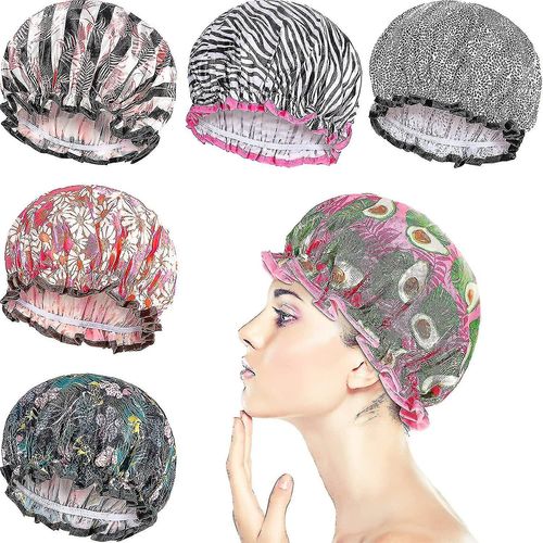 6 Pièces Bonnets De Douche Bonnet De Bain Casquette De Douche Réutilisable Chapeau De Douche Imperméable Casquette De Bain 