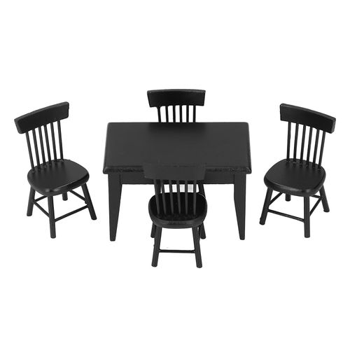 1 :12 Ensemble De Chaises De Table De Maison De Poupée Accessoires De Meubles Miniatures En Bois Noir Pour La Scène De Salle À Manger Pour Les Enfants De 3 À 6 Ans