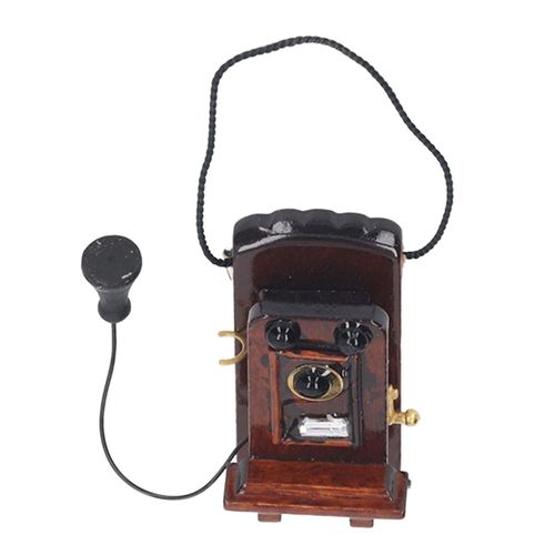 1 : 12 Miniature Maison De Poupée Téléphone Vintage Wall Mount Téléphone Maison De Poupée Mur Téléphone Décoration
