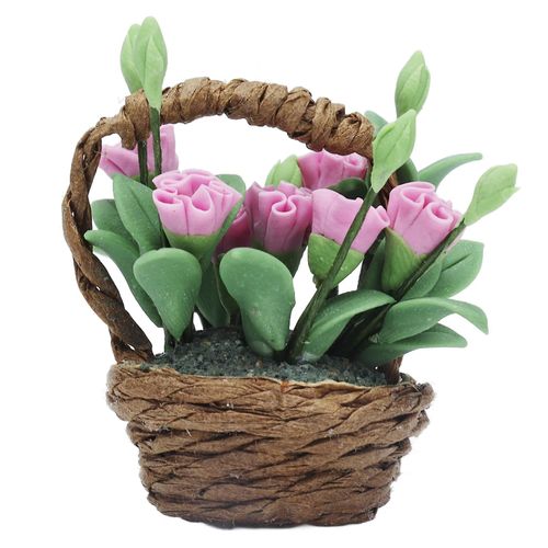 1 :12 Échelle Miniature Argile Fleur Simulation Oeillets Canne Panier Maison De Poupée Décoration Pour Enfants 3-6 Ans