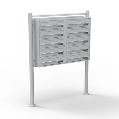 Bloc 10 boites aux lettres sur pieds entrées argenté courrier Helloshop26 16_0000141