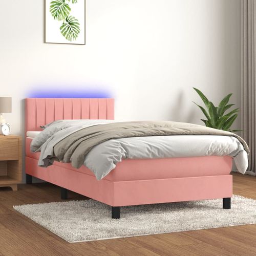 Vidaxl Sommier Tapissier Avec Matelas Et Led Rose 100x200 Cm Velours