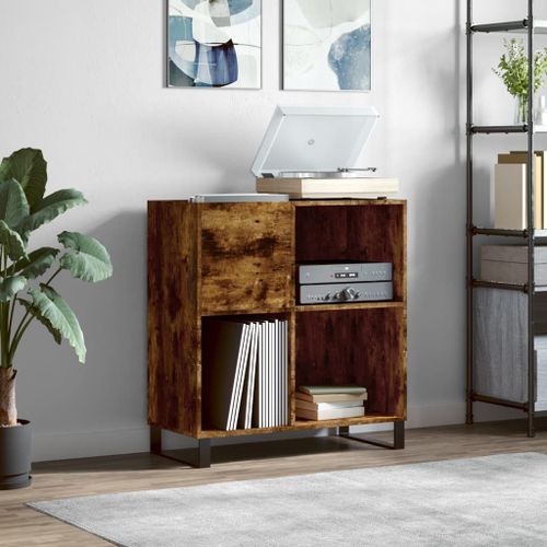 Vidaxl Armoire À Disques Chêne Fumé 84,5x38x89 Cm Bois D'ingénierie
