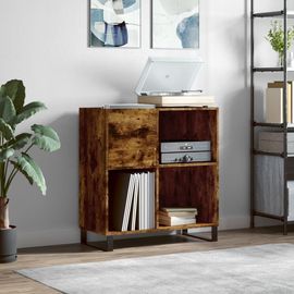 Vidaxl Armoire À Disques Chêne Fumé 84,5x38x89 Cm Bois D'ingénierie