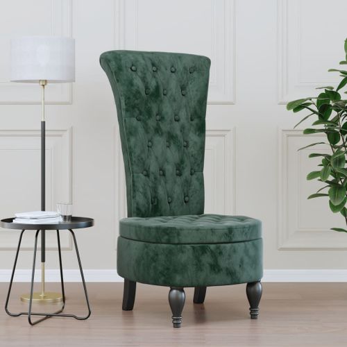 Vidaxl Chaise À Dossier Haut Vert Foncé Velours Conception De Bouton
