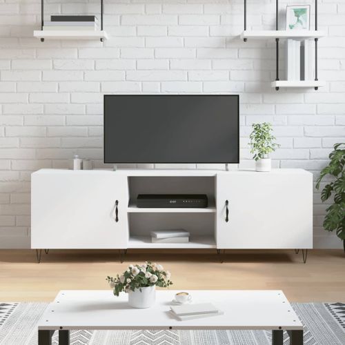 Vidaxl Meuble Tv Blanc 150x30x50 Cm Bois D'ingénierie