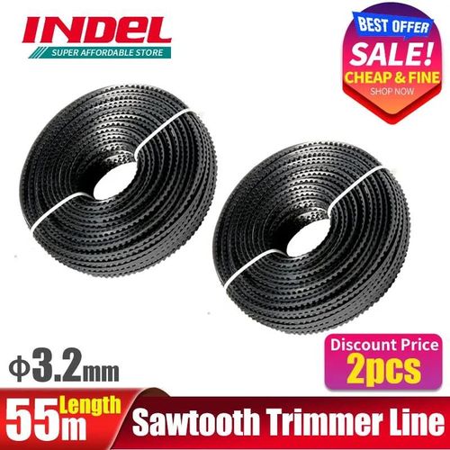 INDEL ¿ ligne de coupe en Nylon en dents de scie, 3.2mm, tête de coupe, corde de débroussailleuse, accessoires de tondeuse à gazon, outils de jardin-55Mx3.0MM (2pcs)