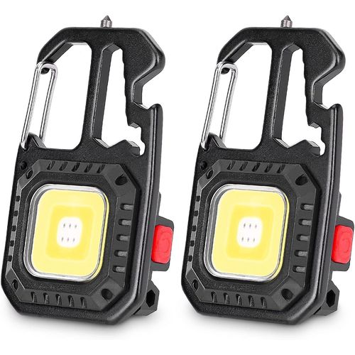 Lot De 2 Mini Lampes De Poche Led 800 Lumens, Lampe De Travail Portable, Porte-Clés, 7 Modes, Lampes D'inspection Rechargeables Par Usb, Avec Tournevis, Pour Urgence, Réparation, Camping