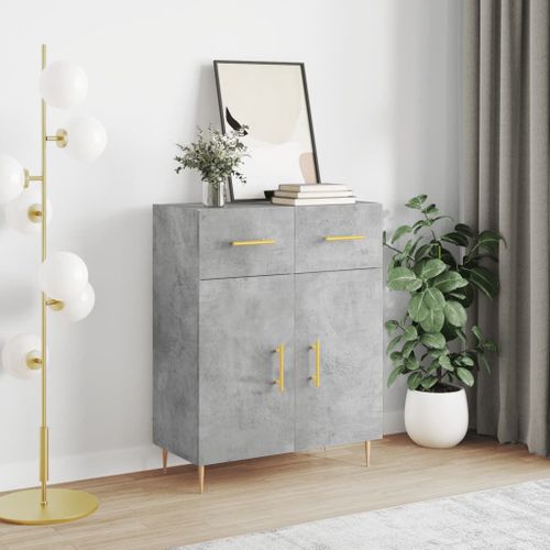 Vidaxl Buffet Gris Béton 69,5x34x90 Cm Bois D'ingénierie
