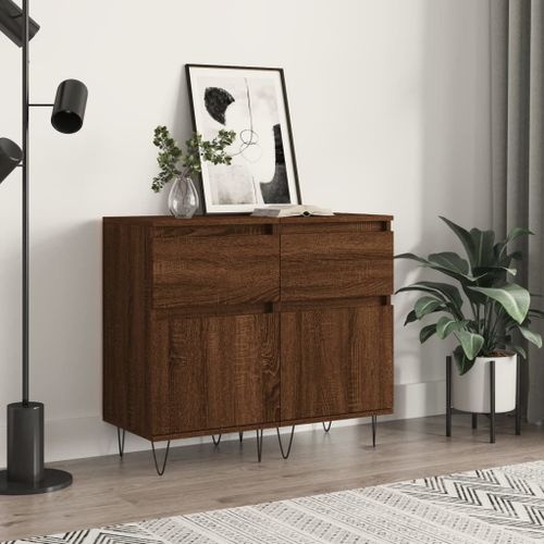 Vidaxl Buffets 2 Pcs Chêne Marron 40x35x70 Cm Bois D'ingénierie