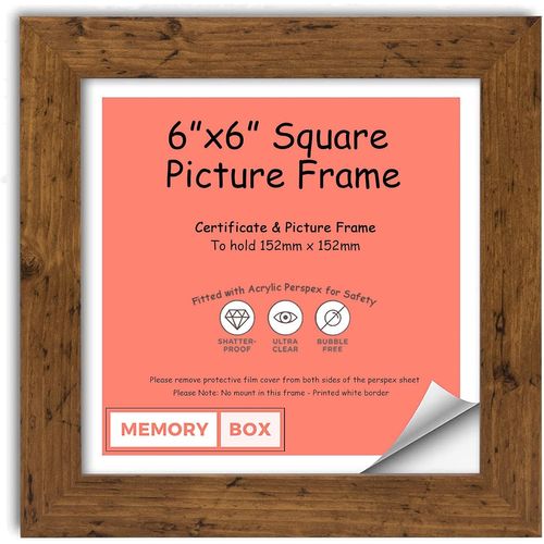 Cadre Photo Rustique en MDF avec Plaque en plexiglas 30 mm 15,2 x 15,2 cm