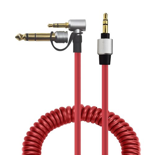 Câble auxiliaire audio auxiliaire de rechange de 3,5 mm à 3,5 mm et 6,5 mm compatible avec Monster Beats by Dr Dre Solo Studio Pro Detox Edition pour casque (rouge, 1,8 à 3 m)