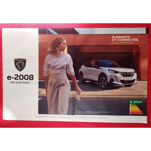 Publicité Papier- Voiture Peugeot E-2008 100% Électrique De 2022