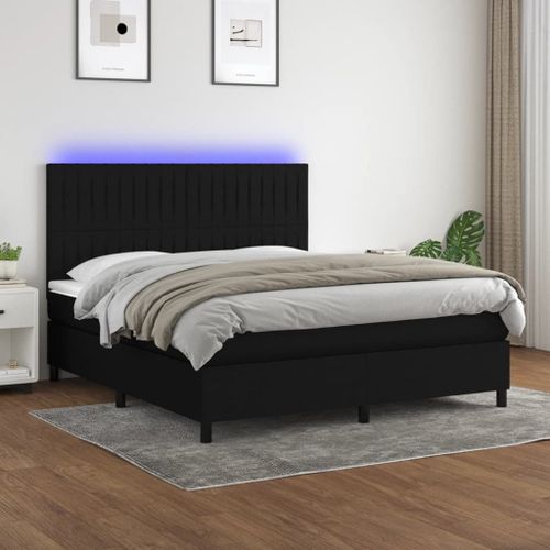 Vidaxl Sommier Tapissier Avec Matelas Et Led Noir 180x200 Cm Tissu
