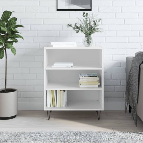 Vidaxl Buffet Blanc Brillant 57x35x70 Cm Bois D'ingénierie