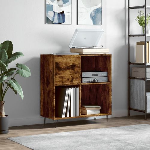 Vidaxl Armoire À Disques Chêne Fumé 84,5x38x89 Cm Bois D'ingénierie
