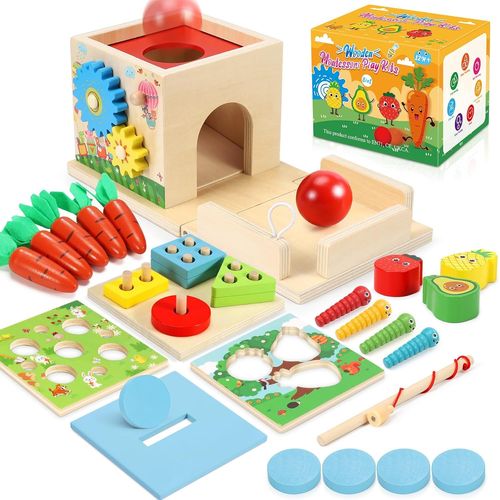 Jeux Montessori 1An 2 Ans Bois | Jouet de Chute de Balle Jeux Bebe 1 an 2 3 Ans | 8-in-1 Jouets STEM Educatifs pour Tout-Petits | Cadeaux pour Garçons et Filles 2 3 4 Ans