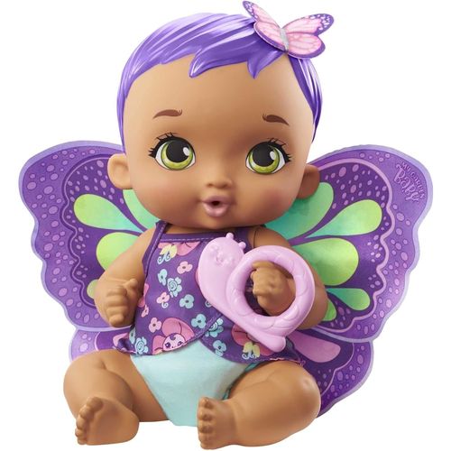 Poupon Bébé Papillon Boit Et Fait Pipi 30 Cm Violet Avec Couche, Vêtements Et Ailes Amovibles, Poupée Pour Enfant Dès 3 Ans, Gyp11