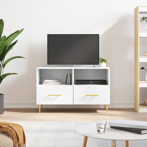 Vidaxl Meuble Tv Blanc 80x36x50 Cm Bois D'ingénierie
