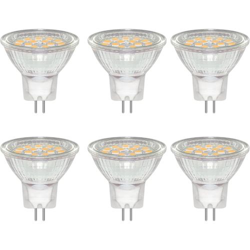 Lot De 6 Ampoule Gu4 Led 3w Spot, Blanc Chaud 3000k, Équivalent 20w 30w Lampe Halogène, 300lm, Ac/Dc 12v-24v, 120° Faisceaux, Non-Dimmable, Avec Verre De Protection Transparent