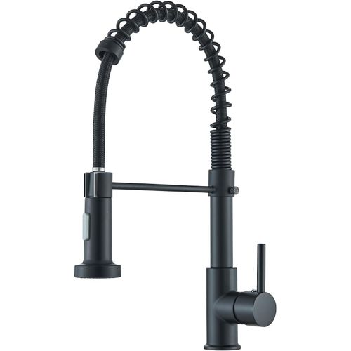 Robinet Cuisine Noir Pivotant à 360° Mitigeur Cuisine Robinet d'Évier à Arc Élevé pulvérisateur escamotable 2 Modes de Pulvérisation en Laiton Mitigeur cuisine avec douchette