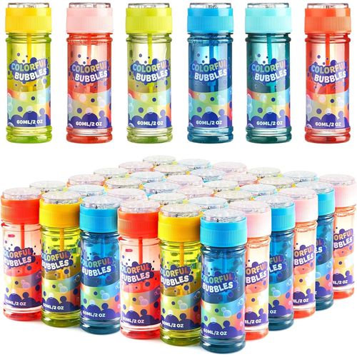 36 Bubble Bottles (2oz/60ml Bubble Solution)-Colourful Rainbow Design For Kids Parties,Bubble Wand,Large Bubble Kit,Summer Toys For Children.