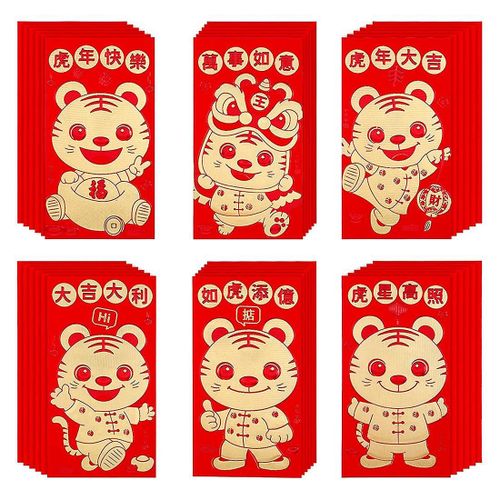 36 Pieces Of 2022 New Year Red Envelopes Chinese Lunar Year Of The Lucky Money Red Envelopes Cute C