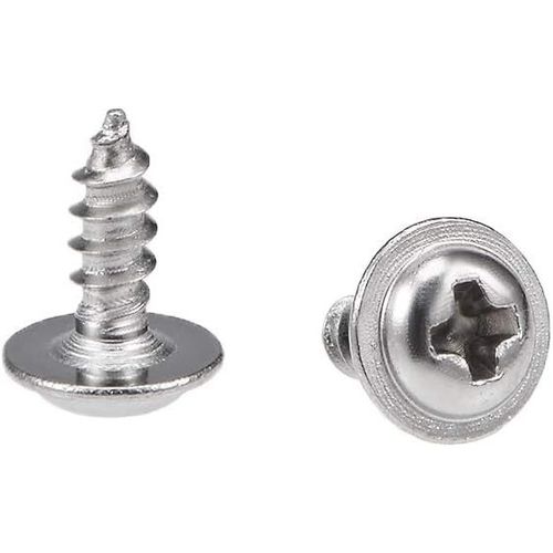 2x6mm Auto-taraudage Vis Cruciforme Tête Cylindrique Bombée Avec Rondelle Vis 304 Inox Acier Fixations Boulons 50Pcs