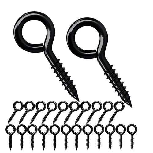 10 Pièces Vis à Oeillet 50mm, Vis à Bague Auto - Taraudeuse, Oeillets Ronds, Vis à Crochet en Métal, Pour la Décoration Intérieure et Extérieure, Noir