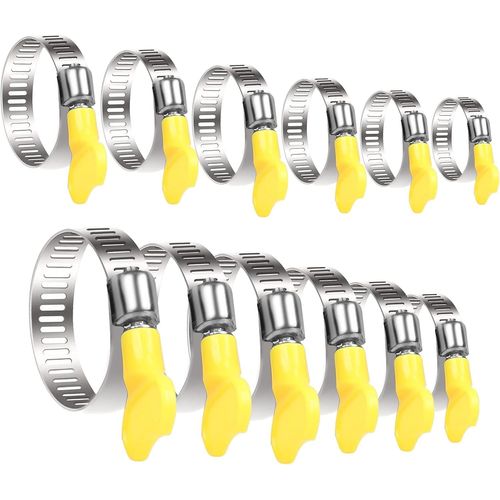 24pcs Collier de Serrage Tuyau Clips Réglable en Inox Tuyaux Pinces Métallique Ajustable Clips Fixation Tuyaux Serre-Joints pour Eau Carburant Tube Réservoir de Gaz 6 Tailles