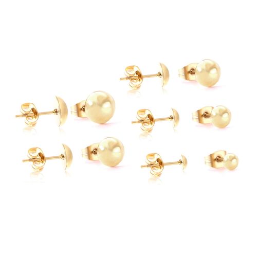 Boucles D'oreilles De Luxe En Acier Inoxydable Pour Homme Et Femme, Demi-Boule Ronde, Exacjons Aretes Or, Bijoux En Or Rose Noir, Vente En Gros, 5 Paires