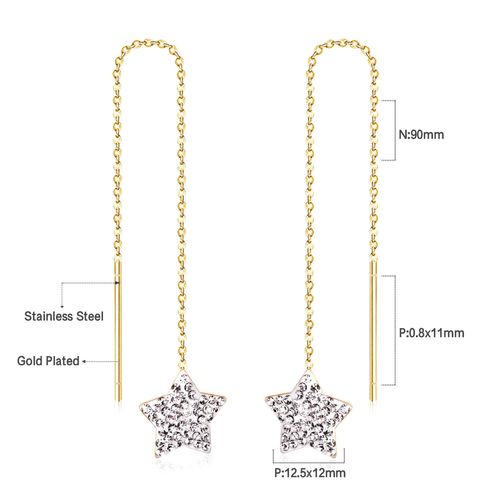 Boucles D'oreilles Pendantes En Forme D'étoiles Pour Femme, Bijoux Fins Élégants En Strass, Longs Pendentifs, Rose, Rouge