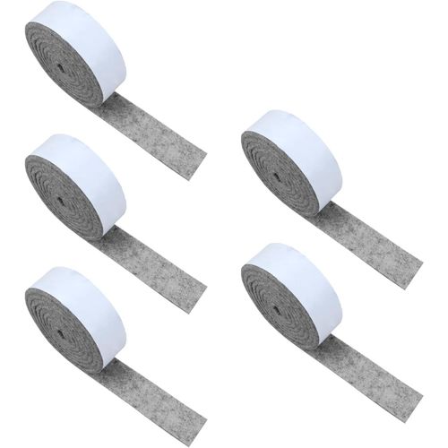 Lot De 5 Rouleaux De Patins En Feutre Auto-Adhésifs Pour Tables Et Chaises - Bandes De Feutre Antidérapantes - Découpables Pour Protéger Les Meubles, Les Sols Et Les Pieds De Placards (100 Cm X 2 Cm)