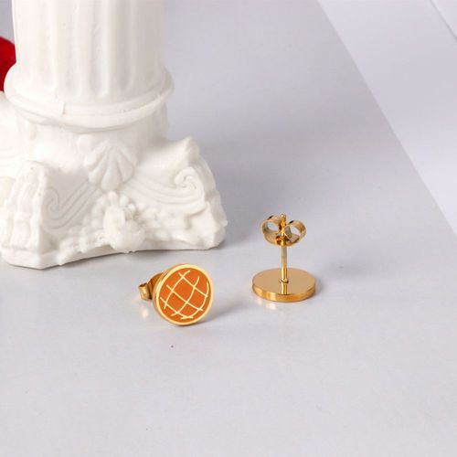 Couleur Rose Romantique Boucles D'oreilles En Acier Inoxydable Bijoux 2022 Rouleau Pain Cartoon Or Couleur Repousser Brincos Pendientes Mujer