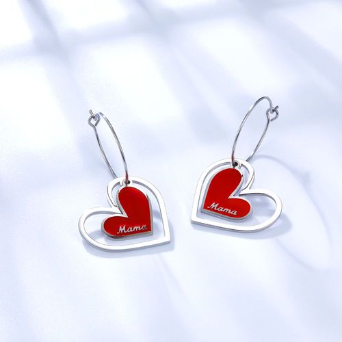 Boucles D'oreilles Coeur Rouge Love Hoops, Pendentifs En Acier Inoxydable, Design Plaqué Or, Cadeaux De Festival, Fête Des Mères, Nouveau