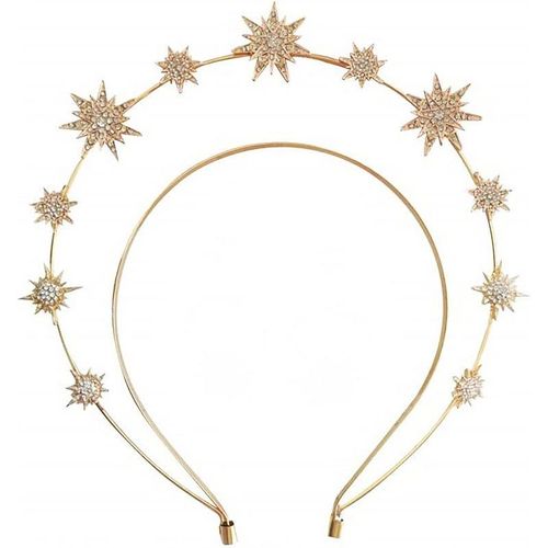 Serre-Tête Auréole, Couronne D'étoiles Avec Strass, Accessoire De Mariage Pour Femmes Et Filles (Doré)[L1554]