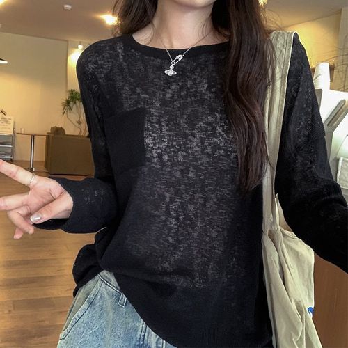Pull Tricoté En Lin Flocon De Neige, Ample, Paresseux, Légèrement Transparent, Résistant Au Soleil, Climatisation, Pour Femmes Au Printemps Et En Été, Hauts Cool Et Haut De Gamme