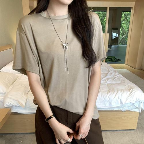T-Shirt Ample À Manches Courtes En Modal Pour Femme, Haut Ample De Style Paresseux, Tempérament D'été