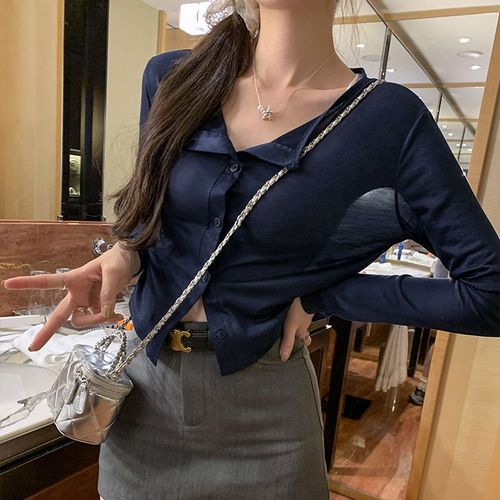 T-Shirt Cardigan Court Et Fin Légèrement Transparent Pour Femme, Vêtement D'extérieur À Protection Solaire, Petite Chemise À Vendre Au Début De L'automne
