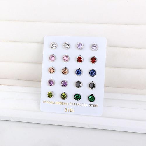 Ensemble De Boucles D'oreilles Rondes En Conique Cubique, Mains Du Hamas, Strass Colorés Hypoallergéniques, Vente En Gros, Livraison Gratuite, 10 Paires/Carte