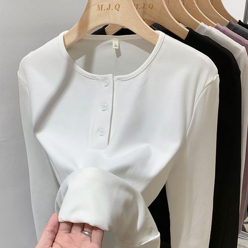 T-Shirt À Manches Longues En Velours Allemand Pour Femme En Automne Et En Hiver, Design De Fond Doux Et Gluant, Haut Chaud Et À La Mode
