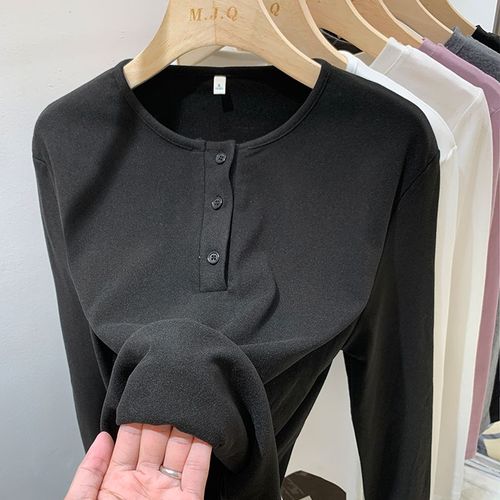 T-Shirt À Manches Longues En Velours Allemand Pour Femme En Automne Et En Hiver, Design De Fond Doux Et Gluant, Haut Chaud Et À La Mode