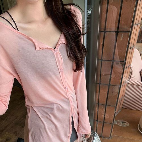 T-Shirt Cardigan Chaud Pour Femme Avec Protection Solaire, Léger, Frais Et Légèrement Transparent Pour Le Printemps, Haut Ample De Style Paresseux