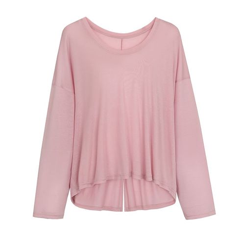 T-Shirt Chemisier À Manches Longues Pour Femme, Doux, Fin, Ample Et Slim, Doux Pour La Peau, Avec Haut À Design Fendu, Pour Le Printemps